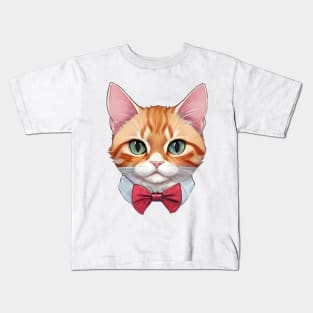 Fancy Cat with Bowtie no.19 Kids T-Shirt